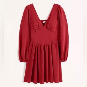 😍Abercrombie & Fitch Long-Sleeve Corset Mini Dress